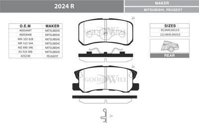 GoodWill 2024 R - Bremžu uzliku kompl., Disku bremzes autospares.lv