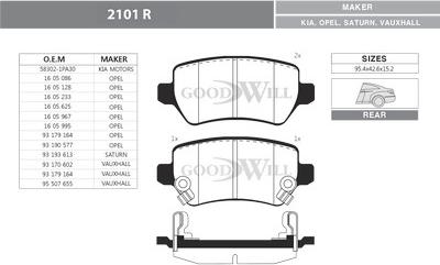 GoodWill 2101 R - Bremžu uzliku kompl., Disku bremzes autospares.lv