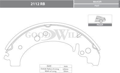 GoodWill 2112 RB - Brake Shoe Set www.autospares.lv