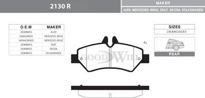 GoodWill 2130 R - Bremžu uzliku kompl., Disku bremzes www.autospares.lv