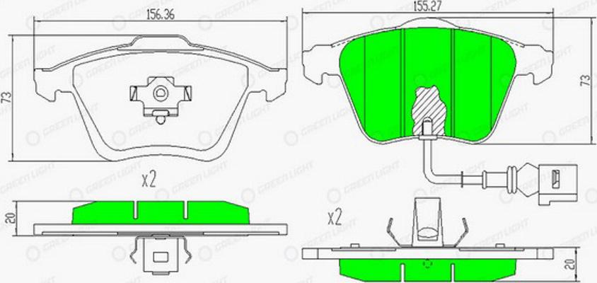 Green Light GLBP0343 - Bremžu uzliku kompl., Disku bremzes autospares.lv