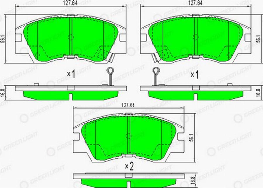 Green Light GLBP0322 - Тормозные колодки, дисковые, комплект www.autospares.lv