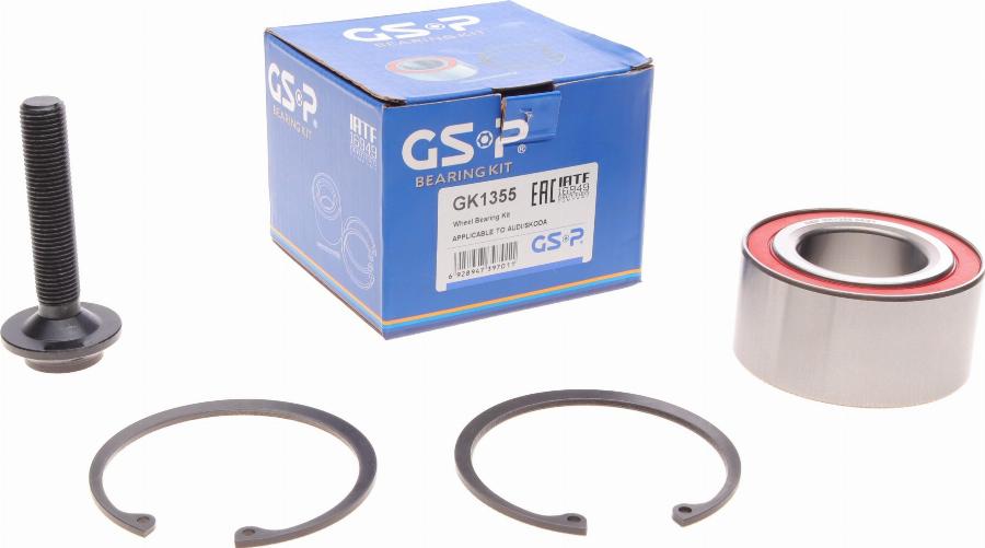 GSP GK1355 - Подшипник ступицы колеса, комплект www.autospares.lv