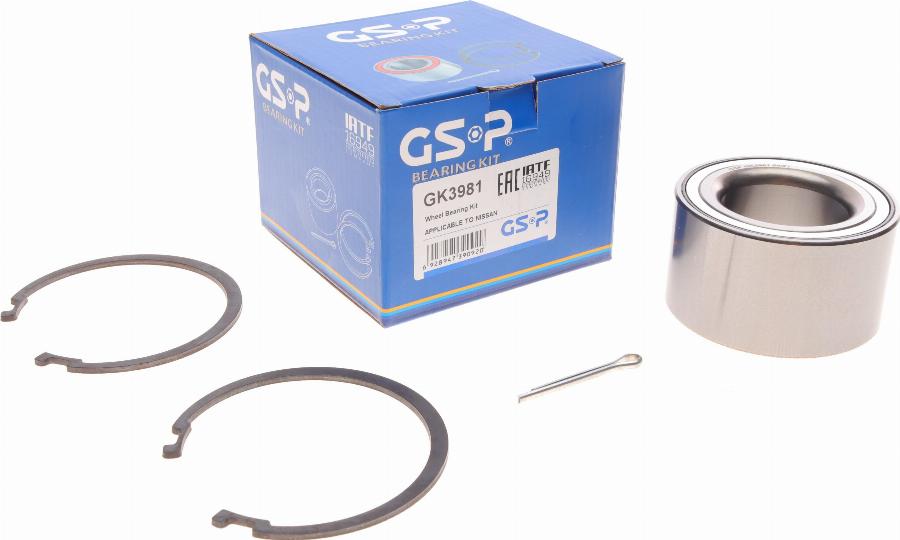 GSP GK3981 - Wheel hub, bearing Kit www.autospares.lv