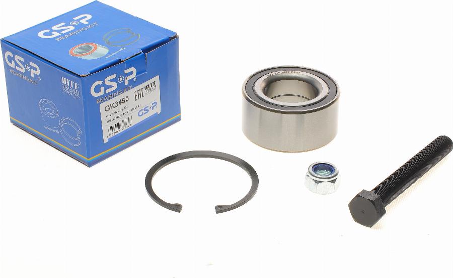 GSP GK3450 - Подшипник ступицы колеса, комплект www.autospares.lv