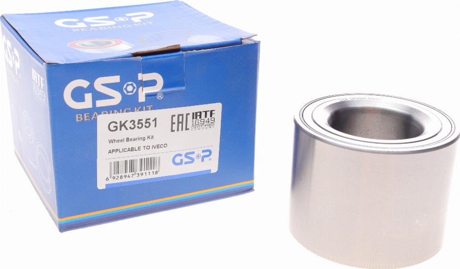 GSP GK3551 - Wheel hub, bearing Kit www.autospares.lv