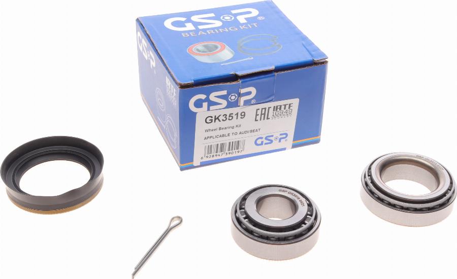 GSP GK3519 - Подшипник ступицы колеса, комплект www.autospares.lv