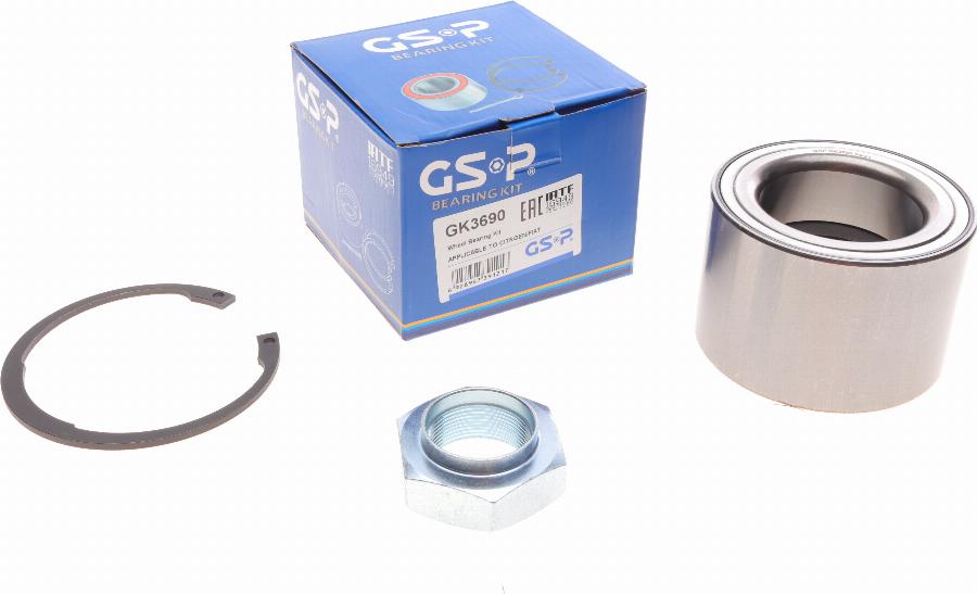 GSP GK3690 - Wheel hub, bearing Kit www.autospares.lv