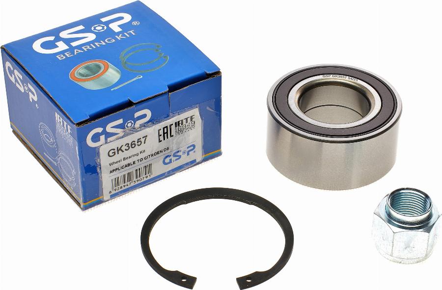 GSP GK3657 - Подшипник ступицы колеса, комплект www.autospares.lv