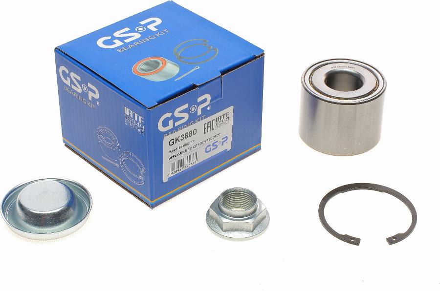 GSP GK3680 - Подшипник ступицы колеса, комплект www.autospares.lv