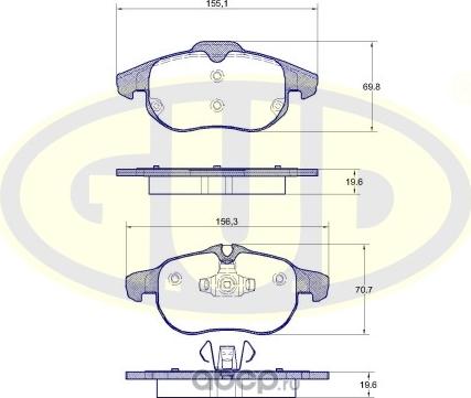 G.U.D. GBP088800 - Bremžu uzliku kompl., Disku bremzes autospares.lv