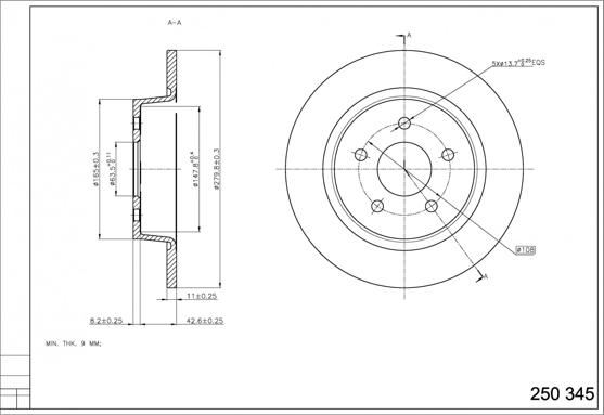 Hart 250 345 - Bremžu diski autospares.lv