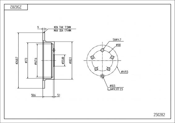 Hart 250 282 - Bremžu diski www.autospares.lv