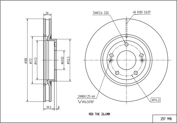 Hart 257 990 - Bremžu diski www.autospares.lv