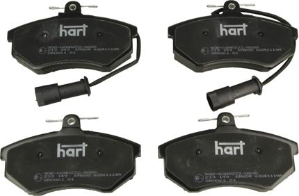 Hart 219 149 - Тормозные колодки, дисковые, комплект www.autospares.lv