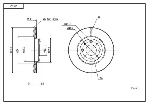 Hart 214 165 - Bremžu diski autospares.lv