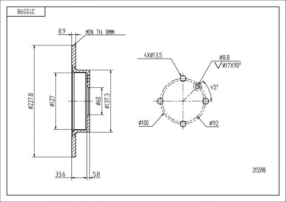 Hart 215 598 - Bremžu diski autospares.lv