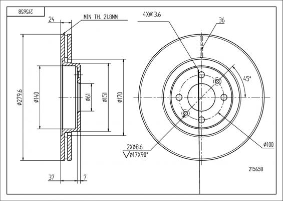 Hart 215 658 - Bremžu diski www.autospares.lv