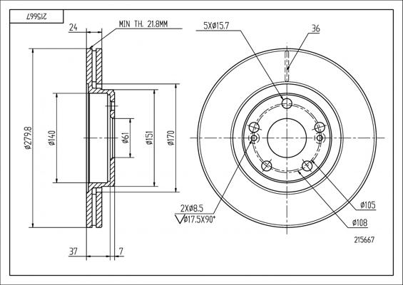 Hart 215 667 - Bremžu diski www.autospares.lv