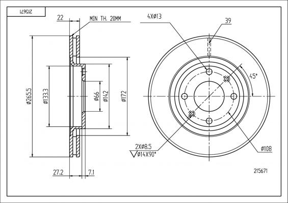 Hart 215 671 - Тормозной диск www.autospares.lv