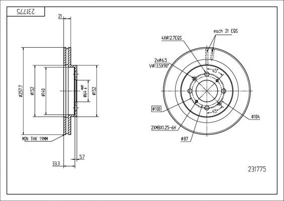 Hart 231 775 - Brake Disc www.autospares.lv