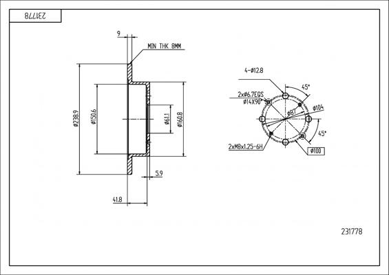 Hart 231 778 - Bremžu diski www.autospares.lv