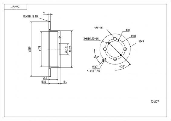 Hart 224 127 - Brake Disc www.autospares.lv