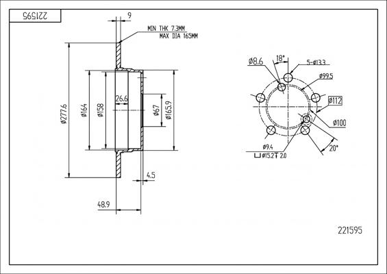 Hart 221 595 - Bremžu diski www.autospares.lv