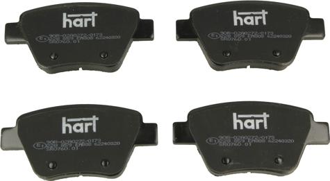 Hart 228 859 - Тормозные колодки, дисковые, комплект www.autospares.lv