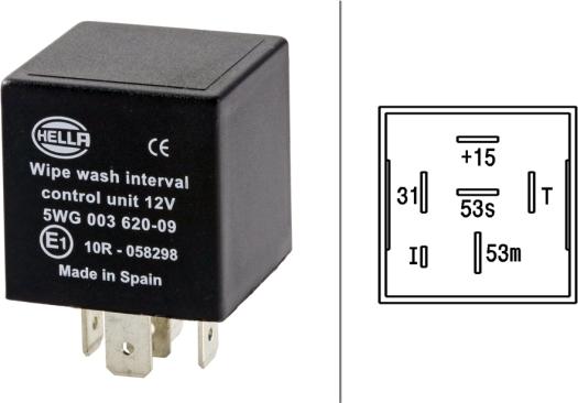 HELLA 5WG 003 620-097 - Relejs, Stiklu mazgāšanas sistēmas intervāls autospares.lv