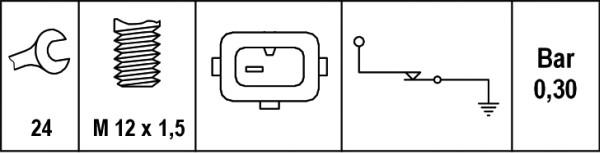 HELLA 6ZL 006 097-001 - Devējs, Eļļas spiediens www.autospares.lv