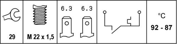 HELLA 6ZT 007 800-001 - Termoslēdzis, Radiatora ventilators www.autospares.lv