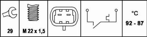 HELLA 6ZT 007 807-031 - Termoslēdzis, Radiatora ventilators www.autospares.lv