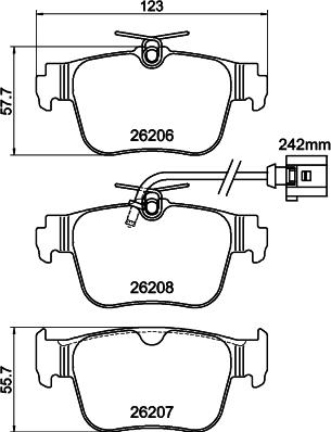 HELLA 8DB 355 044-901 - Bremžu uzliku kompl., Disku bremzes www.autospares.lv