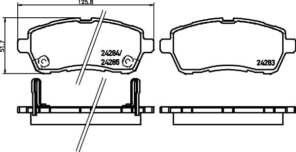 HELLA 8DB 355 045-451 - Тормозные колодки, дисковые, комплект www.autospares.lv