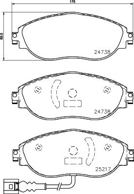 HELLA 8DB 355 045-691 - Bremžu uzliku kompl., Disku bremzes www.autospares.lv