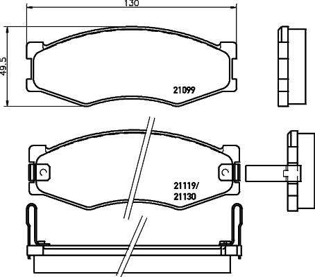 HELLA 8DB 355 005-621 - Bremžu uzliku kompl., Disku bremzes autospares.lv