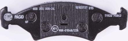 HELLA 8DB 355 008-241 - Bremžu uzliku kompl., Disku bremzes autospares.lv