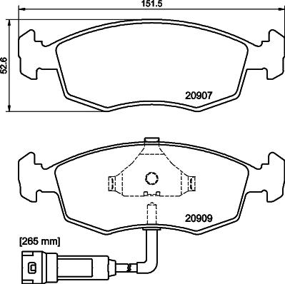 HELLA 8DB 355 007-341 - Тормозные колодки, дисковые, комплект www.autospares.lv