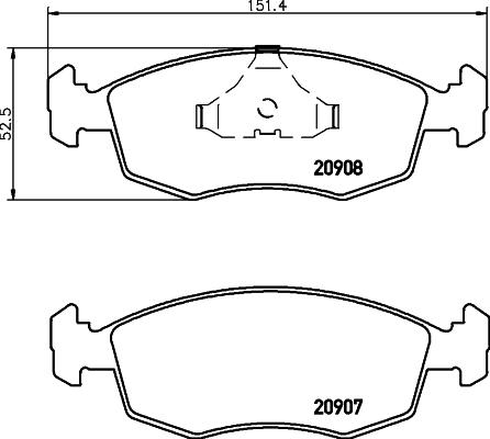 HELLA 8DB 355 007-331 - Тормозные колодки, дисковые, комплект www.autospares.lv