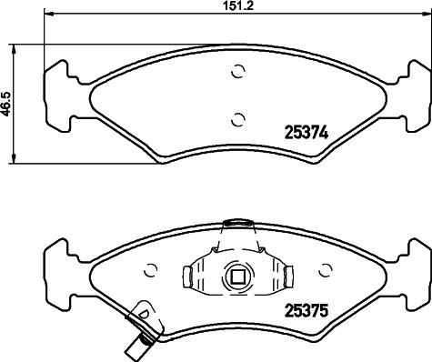 HELLA 8DB 355 019-891 - Тормозные колодки, дисковые, комплект www.autospares.lv