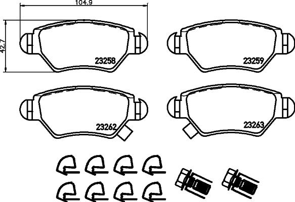 HELLA 8DB 355 019-271 - Bremžu uzliku kompl., Disku bremzes autospares.lv