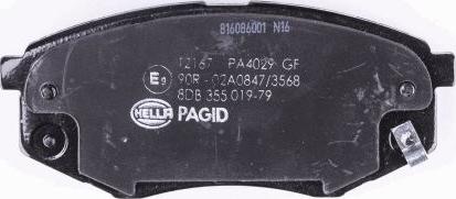 HELLA 8DB 355 019-791 - Тормозные колодки, дисковые, комплект www.autospares.lv