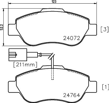 HELLA 8DB 355 014-471 - Тормозные колодки, дисковые, комплект www.autospares.lv