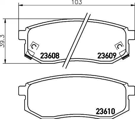 HELLA 8DB 355 010-011 - Bremžu uzliku kompl., Disku bremzes autospares.lv