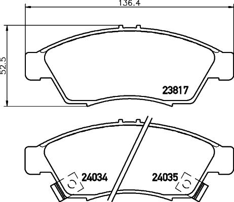 HELLA 8DB 355 011-081 - Тормозные колодки, дисковые, комплект www.autospares.lv