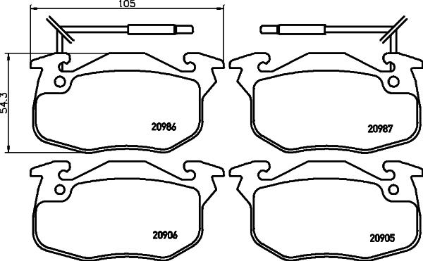 HELLA 8DB 355 018-961 - Тормозные колодки, дисковые, комплект www.autospares.lv