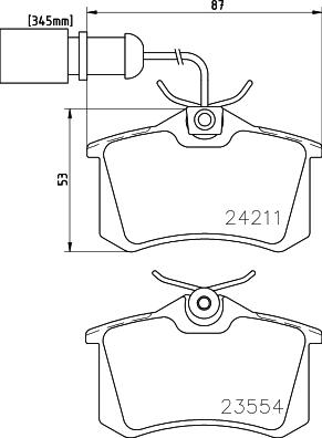 HELLA 8DB 355 013-131 - Тормозные колодки, дисковые, комплект www.autospares.lv