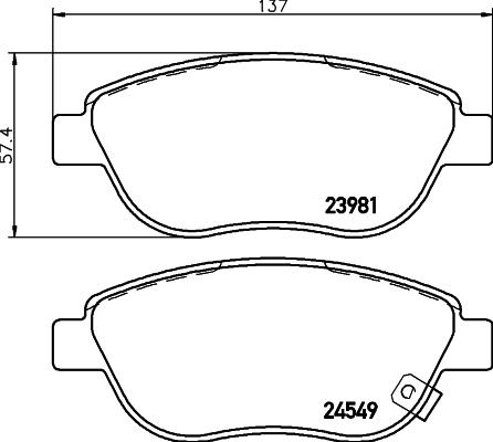 HELLA 8DB 355 013-371 - Тормозные колодки, дисковые, комплект www.autospares.lv