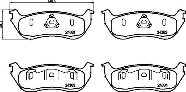 HELLA 8DB 355 012-481 - Тормозные колодки, дисковые, комплект www.autospares.lv